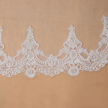 3M One Layer Lace Edge Cathedral Wedding Veils | Bridelily - wedding veils