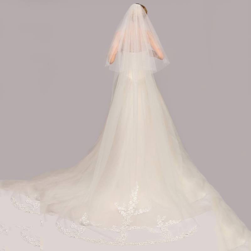 3M Two Layer Lace Edge Face Covered Wedding Veils | Bridelily - wedding veils