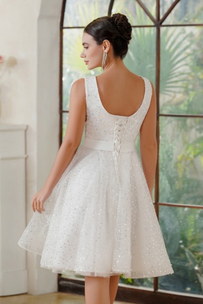 White Short Evening Dress Chiffon