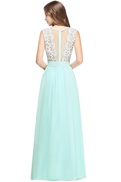 Blue Prom Dress Long  Lace Sleeveless