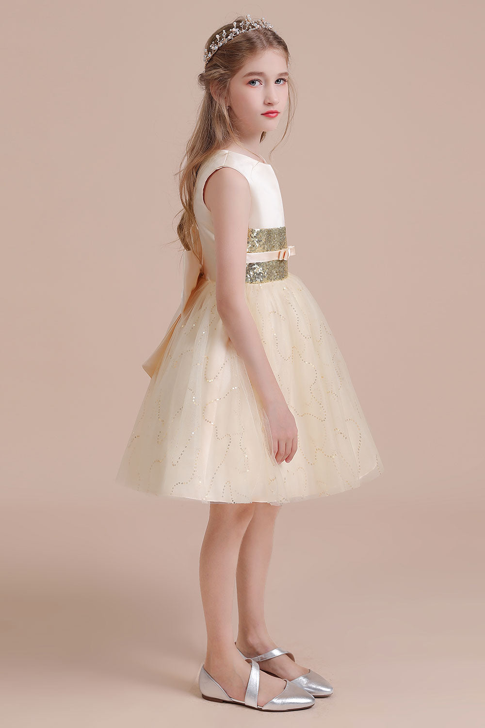 Chicloth A-Line Cute Sequins Tulle Flower Girl Dress Online