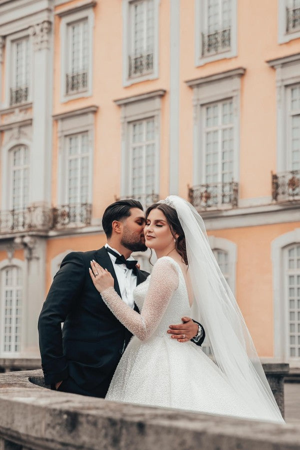 Chicloth White Long Sleeves Wedding Dress Ball Gown On Sale