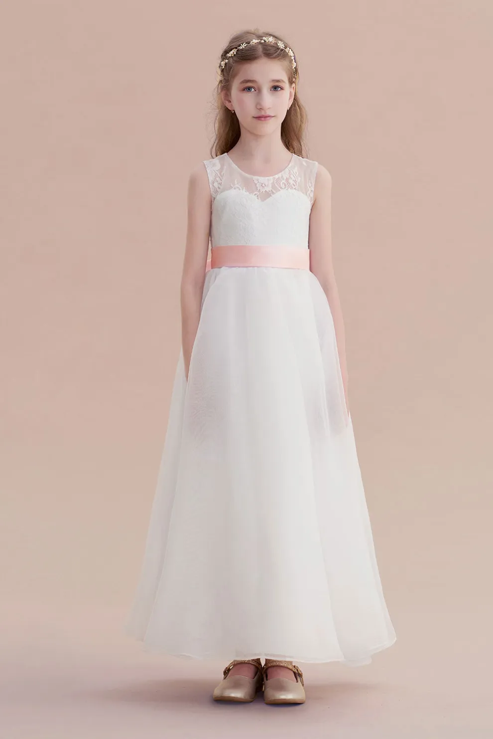 Chicloth A-Line Illusion Lace Tulle Flower Girl Dress Online