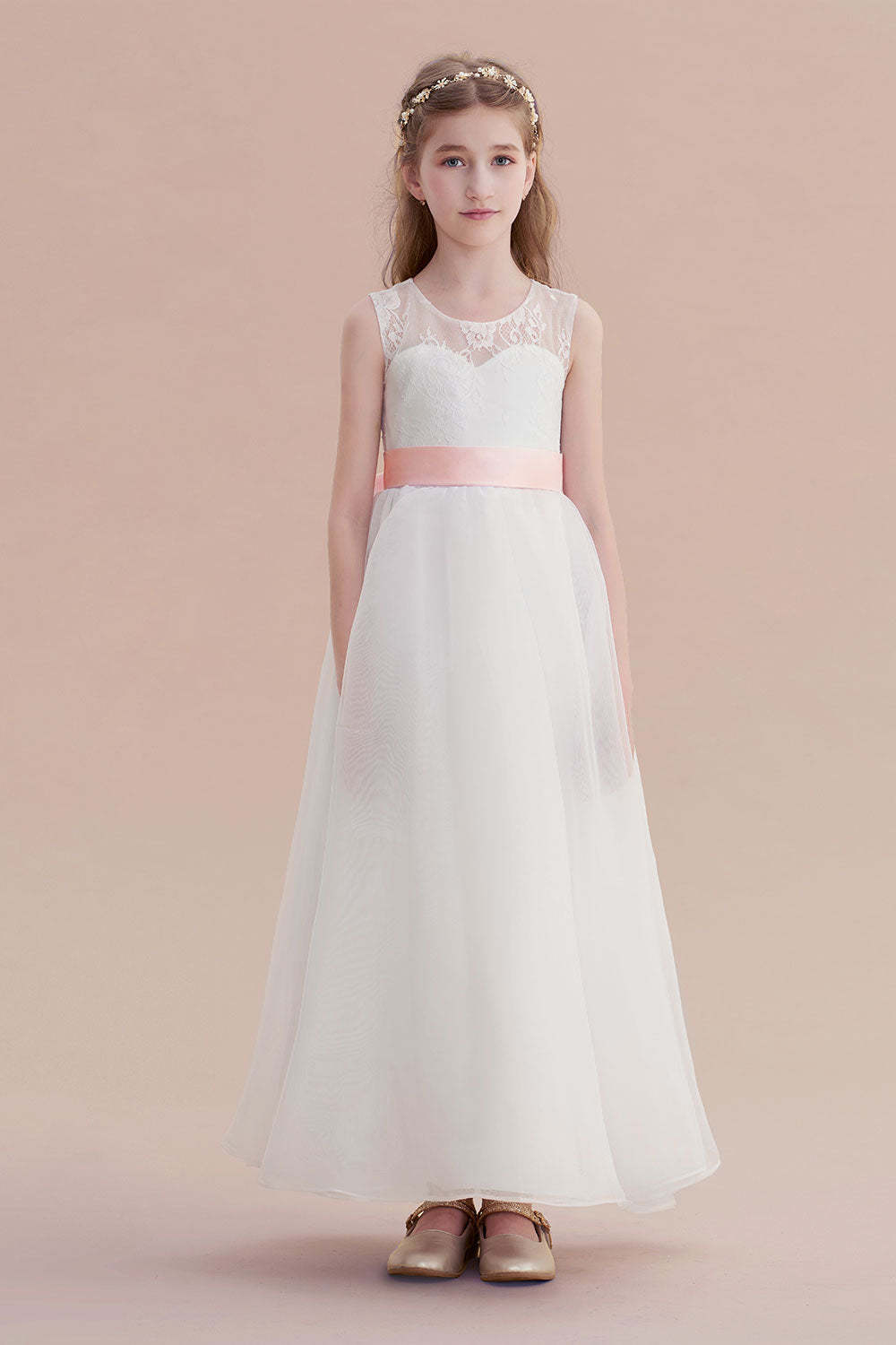 Chicloth A-Line Illusion Lace Tulle Flower Girl Dress Online