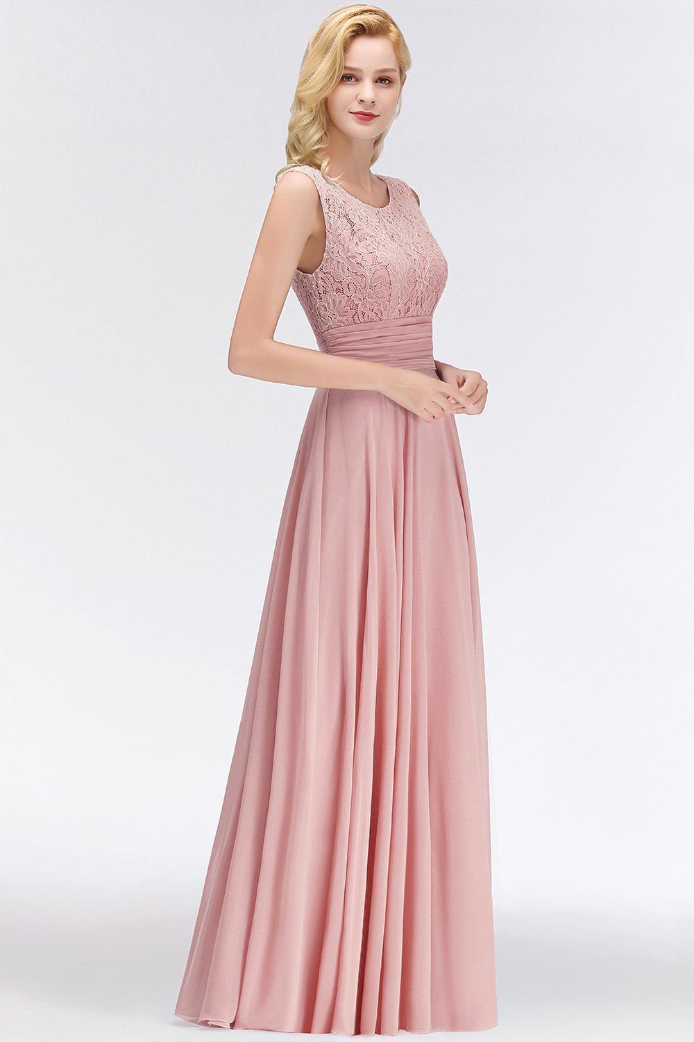 Elegant Lace Sleeveless Chiffon Long Bridesmaid Dress