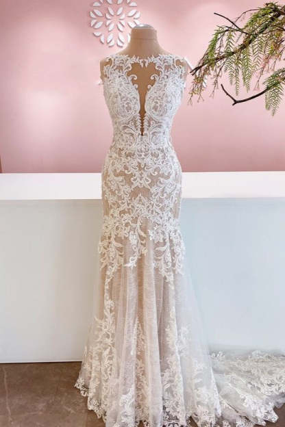 Chicloth Lace Mermaid Wedding Dress Long Bridal Gowns Online