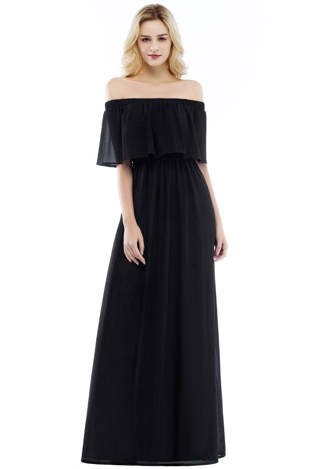 Chicloth A-line Off-the-Shoulder Chiffon Bridesmaid Dress