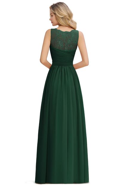 Chicloth A-line Chiffon Lace V-Neck Ruffles Bridesmaid Dress