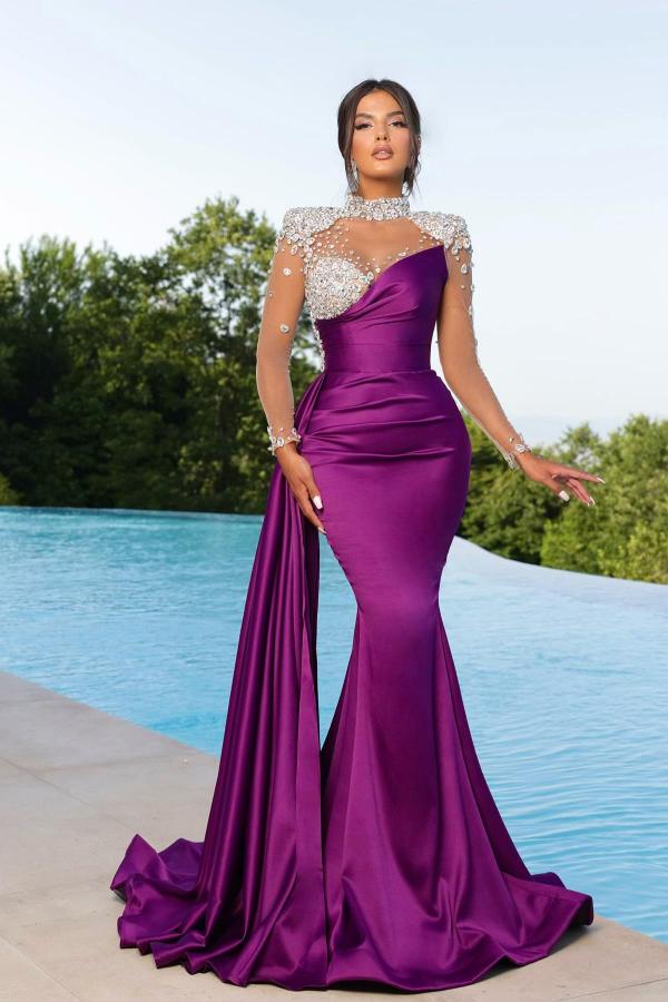 Beautiful Long Evening Dress with Sleeves | Glitter Prom Dress