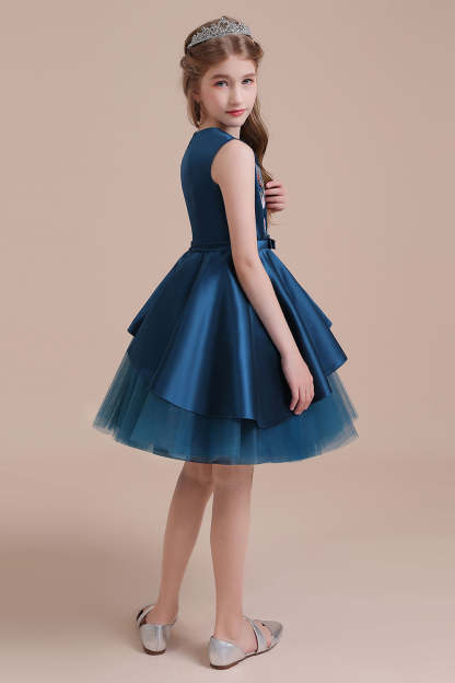 Chicloth A-Line Embroidered Satin Tulle Flower Girl Dress On Sale