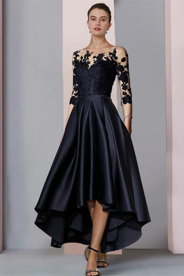 Short Black Mother of the Bride Dress with Sleeves