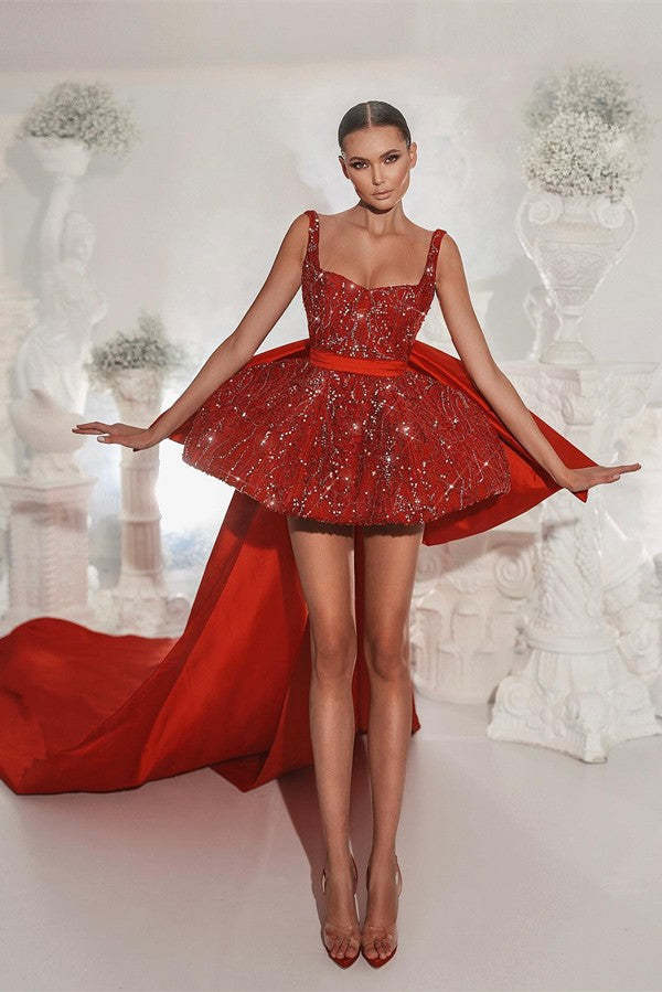 Chicloth Red Hi-Lo Prom Dress Sleeveless Square Online