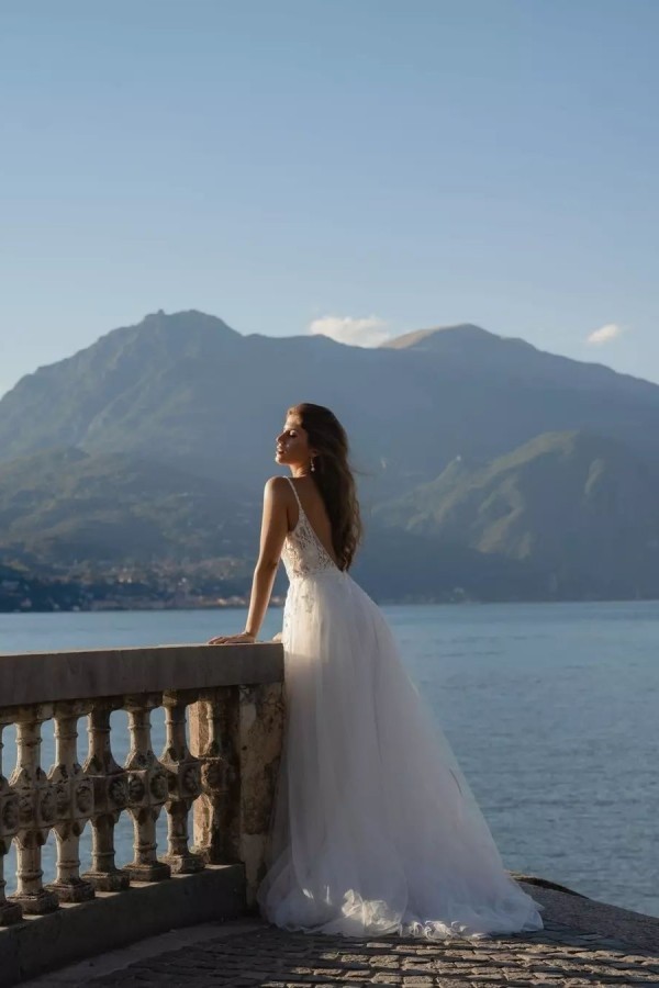 Designer wedding dresses A line | Boho wedding dresses with lace