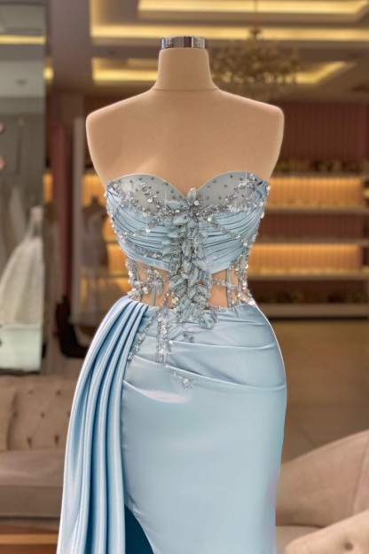 Long Blue Evening Dress | Cheap Glitter Prom Dress