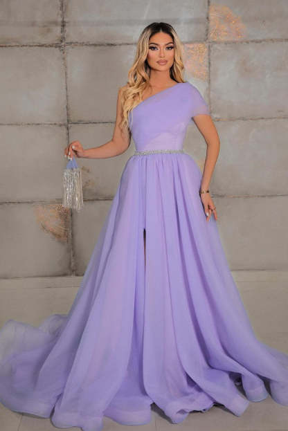 Chicloth One Shoulder Lilac Prom Dress A-line