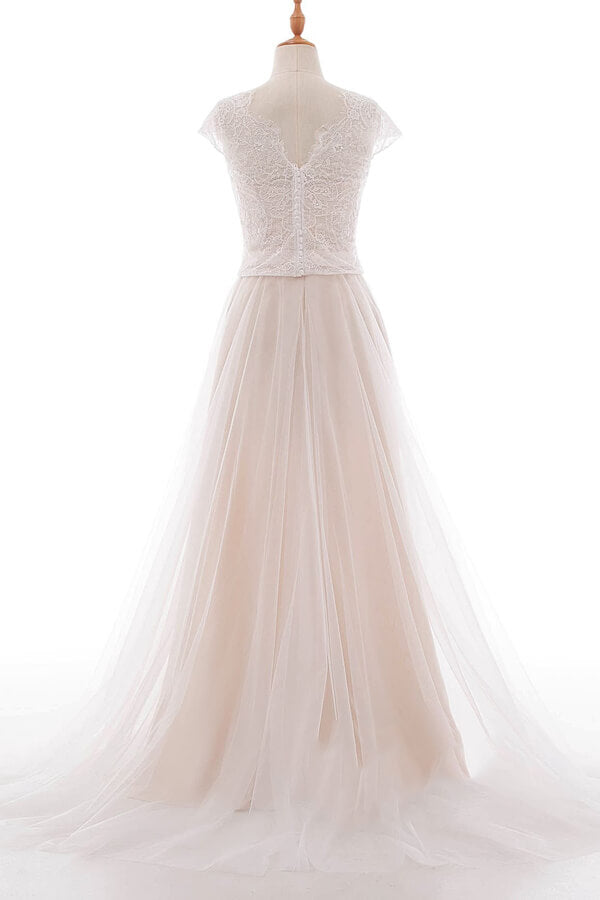 Chicloth Graceful V-neck Lace Tulle A-line Wedding Dress On Sale