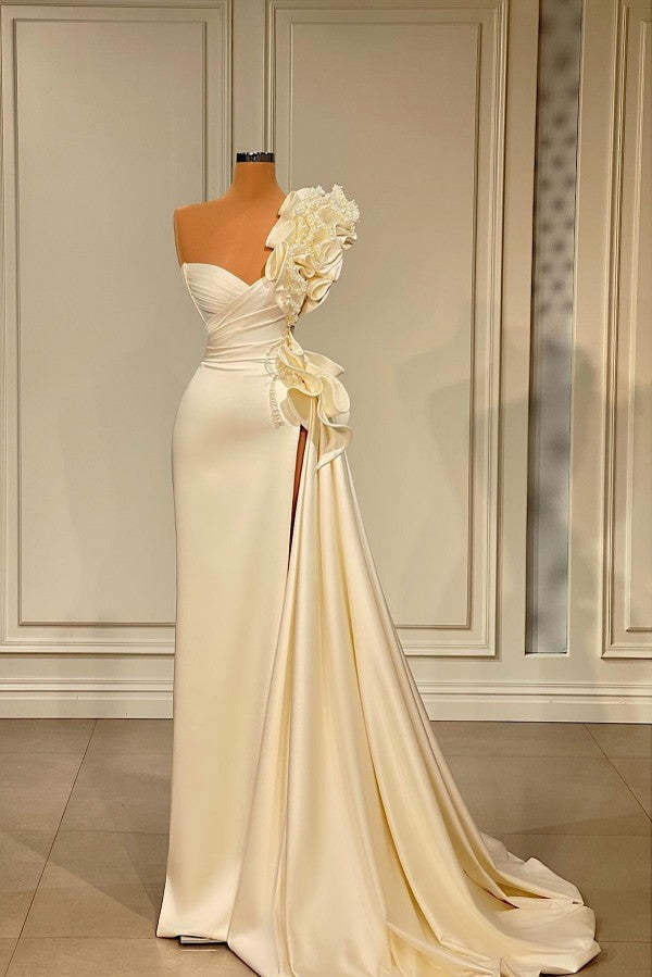 Chicloth Modern One Shoulder Mermaid Prom Dress Long Slit On Sale