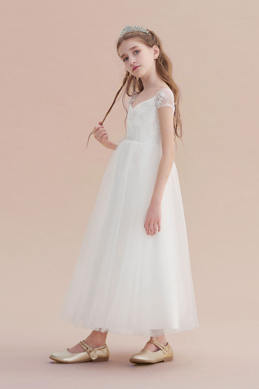 Chicloth A-Line Cap Sleeve Sweetheart Tulle Flower Girl Dress Online