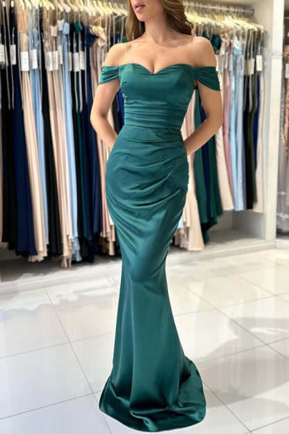 Chicloth Off-the-Shoulder Prom Dress Mermid Emerald Green