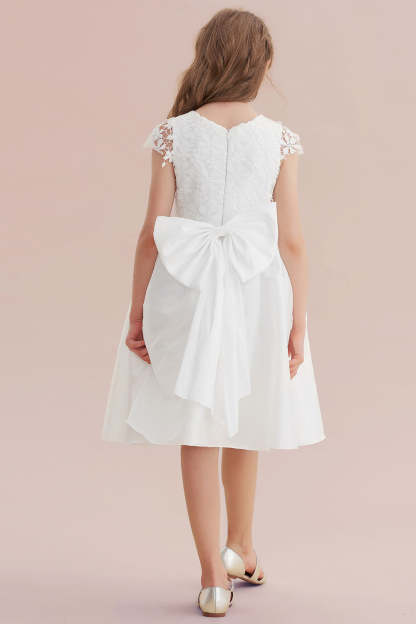 Chicloth A-Line Cap Sleeve Lace Bow Flower Girl Dress On Sale