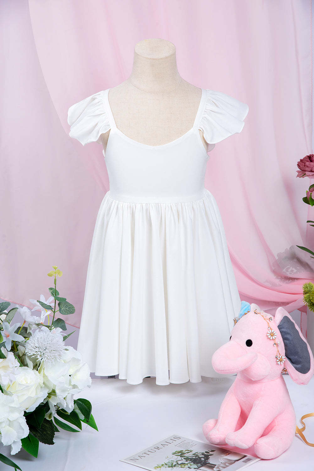 Chicloth White Cap Sleeve Little Flower Girl Dress Online