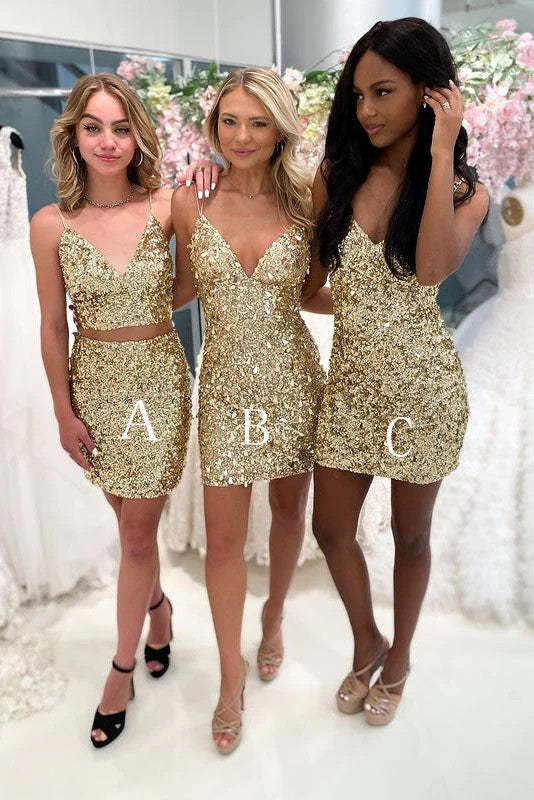 Chicloth Sequins Gold Short Homecoming Dress Online