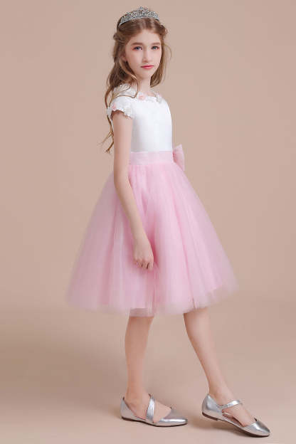 Chicloth A-Line Cap Sleeve Tulle Knee Length Flower Girl Dress Online