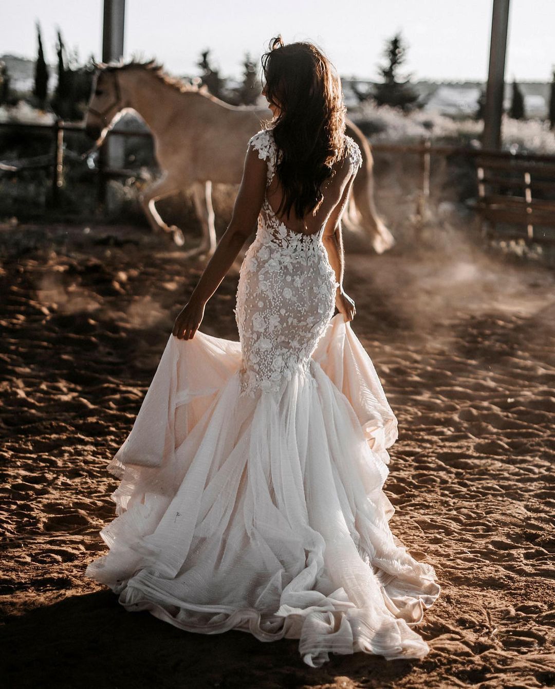 Chicloth V-Neck Cap Sleeves Wedding Dress Mermaid With Appliques