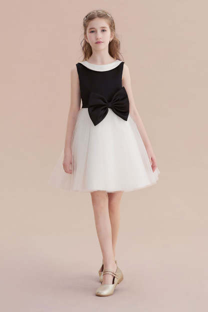 Chicloth A-Line Affordable Bow Tulle Flower Girl Dress On Sale