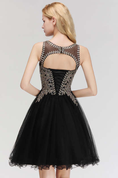 Chicloth A-line Tulle Lace Homecoming Dress with Beadings