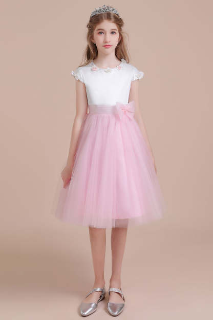 Chicloth A-Line Cap Sleeve Tulle Knee Length Flower Girl Dress Online