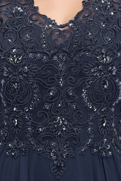 Chicloth A-line V-neck Sleeveless Long Appliqued Chiffon Prom Dress with Crystals