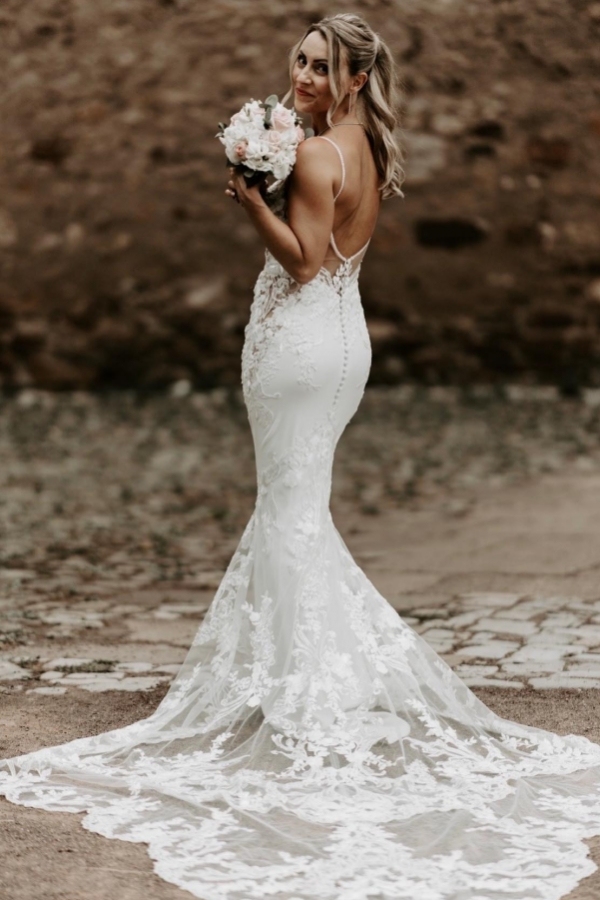 Modern lace wedding dresses | Simple mermaid wedding dresses
