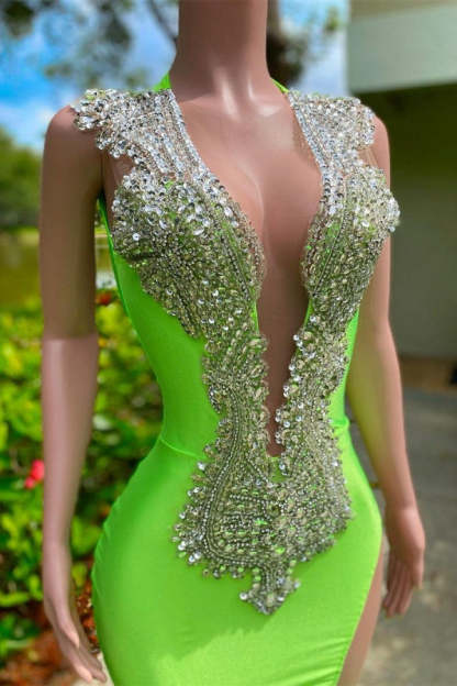 Chicloth Orange Long Sleeves Prom Dress Mermaid With Beads