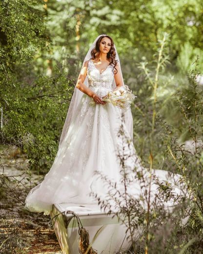 Chicloth Stunning V-Neck Sleeveless Wedding Dress Tulle Long Bridal Gown