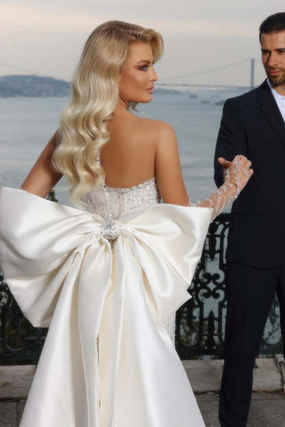 Chicloth Bowknot Wedding Dress Mermaid Luxury With Beadings