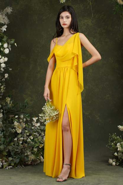 Chicloth Bridesmaid Dress Side Split Long Chiffon