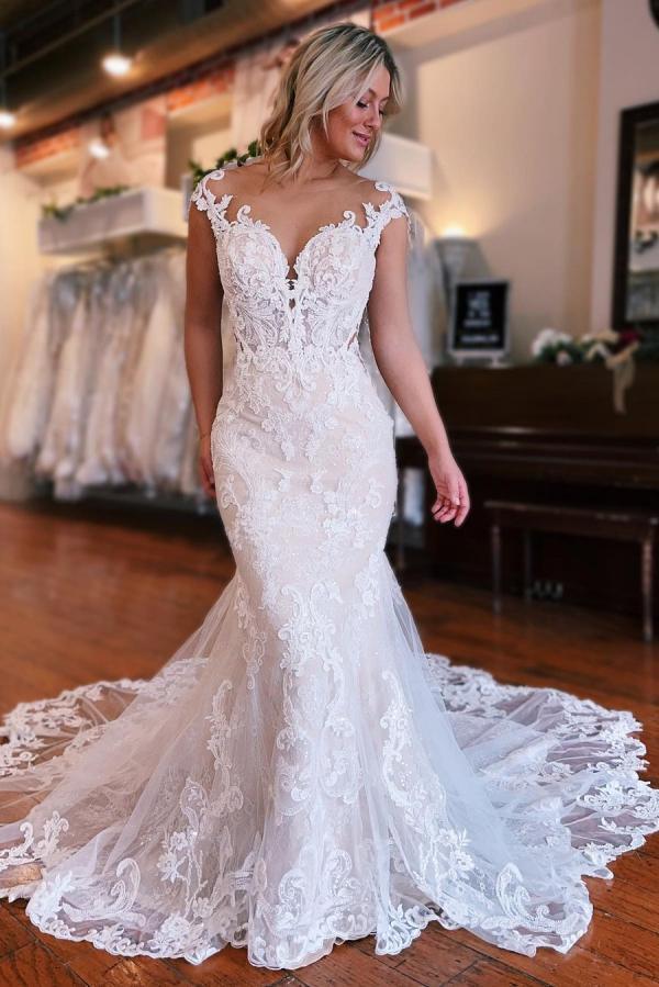 Luxury Wedding Dresses A Line Lace | Wedding dresses with a train