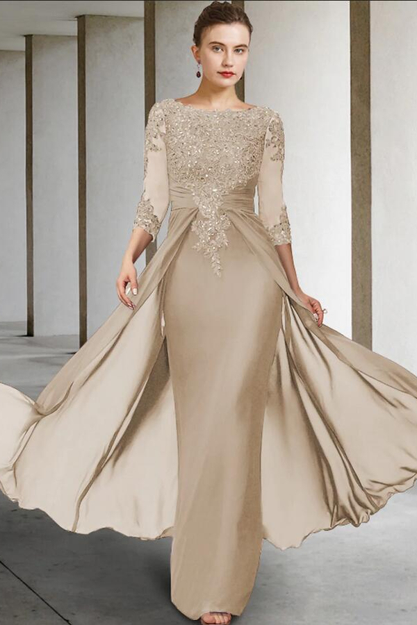 Elegant Mermaid Mother of the Bride Dress with Lace Appliques
