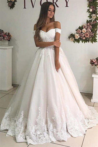 Chicloth Off-the-Shoulder Princess Lace Wedding Dress