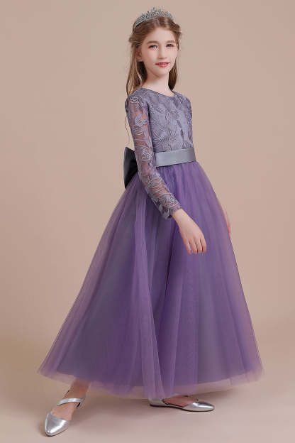 Chicloth A-Line Long Sleeve Ankle Length Flower Girl Dress On Sale
