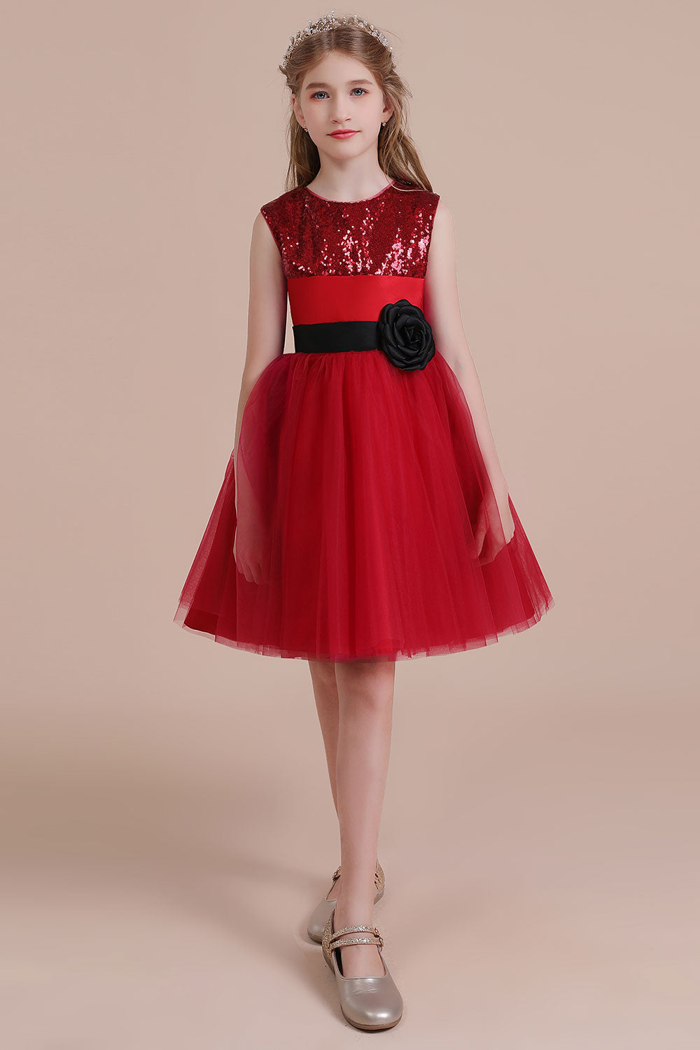 Chicloth A-Line Graceful Sequins Tulle Flower Girl Dress Online