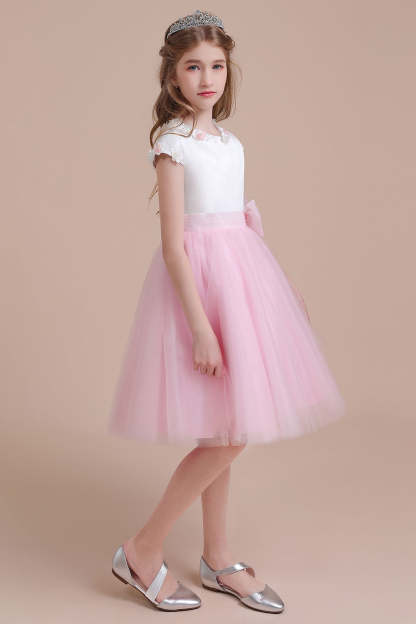 Chicloth A-Line Cap Sleeve Tulle Knee Length Flower Girl Dress Online