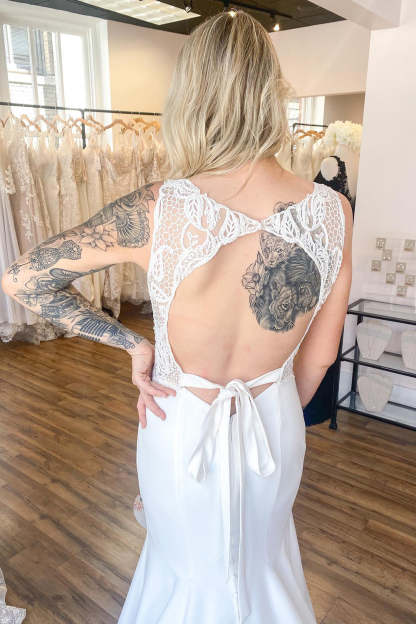 Chicloth White Satin Wedding Dress Mermaid Open Back