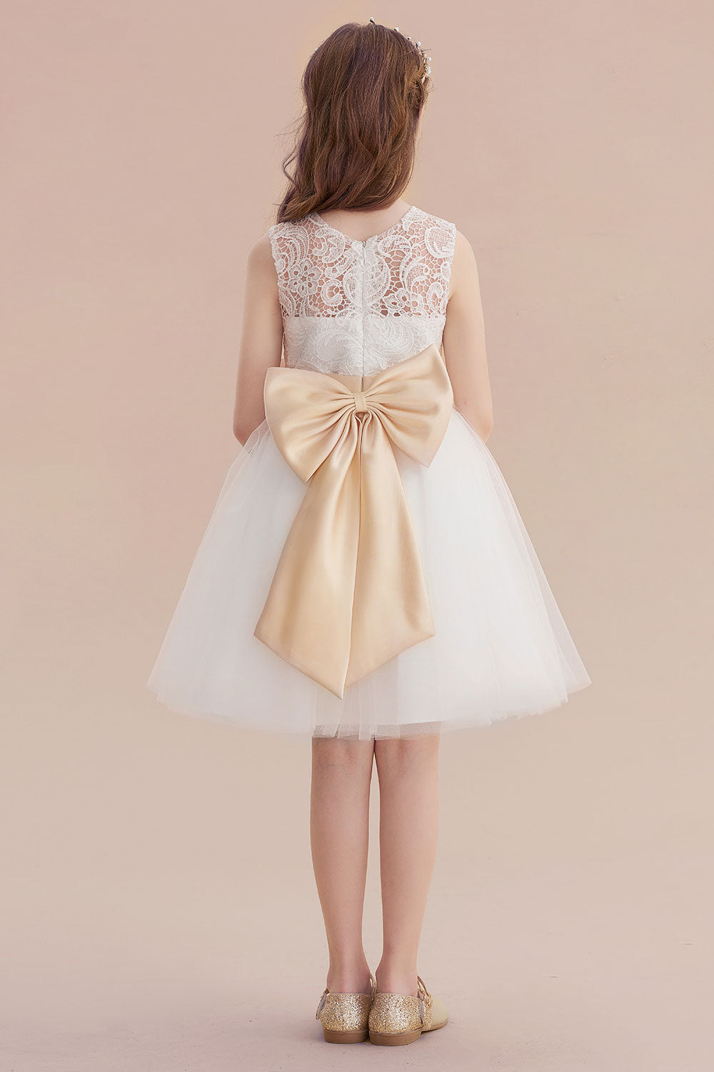 Chicloth A-Line Lace Tulle Knee Length Dress Flower Girl Dress Online