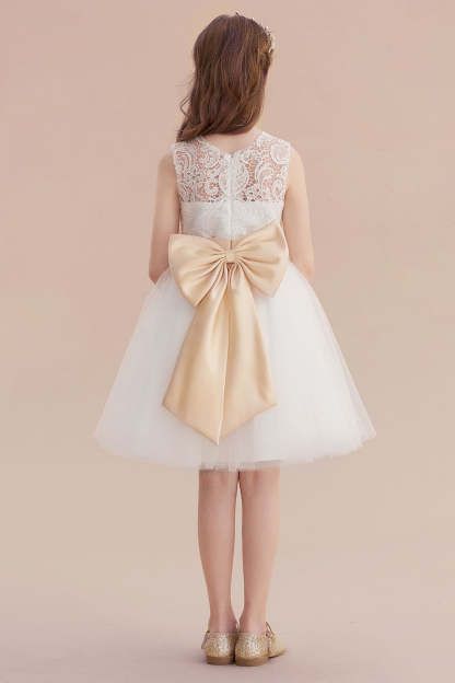 Chicloth A-Line Lace Tulle Knee Length Dress Flower Girl Dress Online