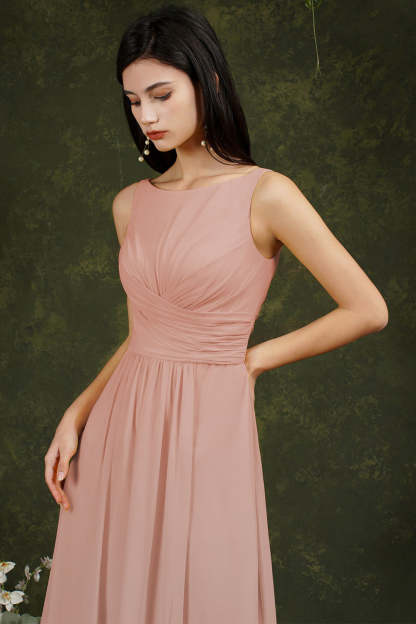 Chicloth Sleeveless Bridesmaid Dress Long With Slit Online