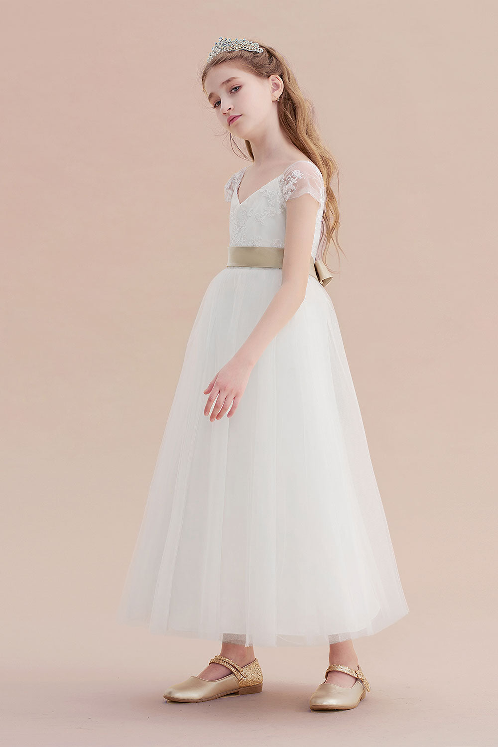 Chicloth A-Line Cap Sleeve Sweetheart Tulle Flower Girl Dress Online