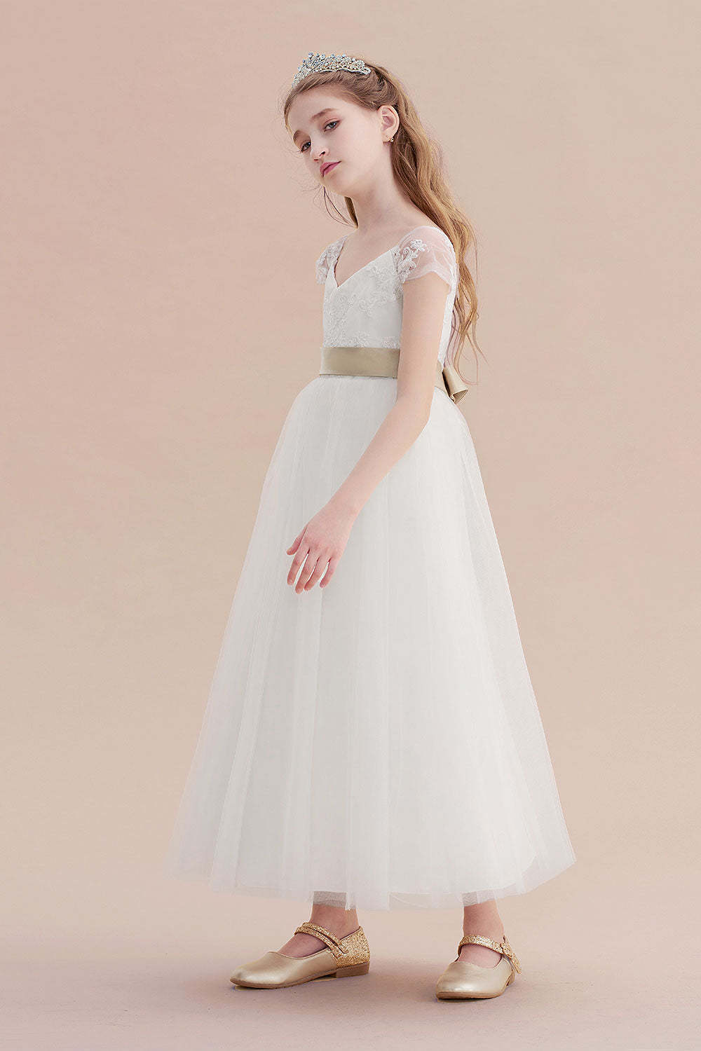 Chicloth A-Line Cap Sleeve Sweetheart Tulle Flower Girl Dress Online