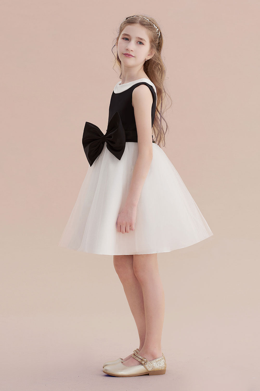 Chicloth A-Line Affordable Bow Tulle Flower Girl Dress On Sale